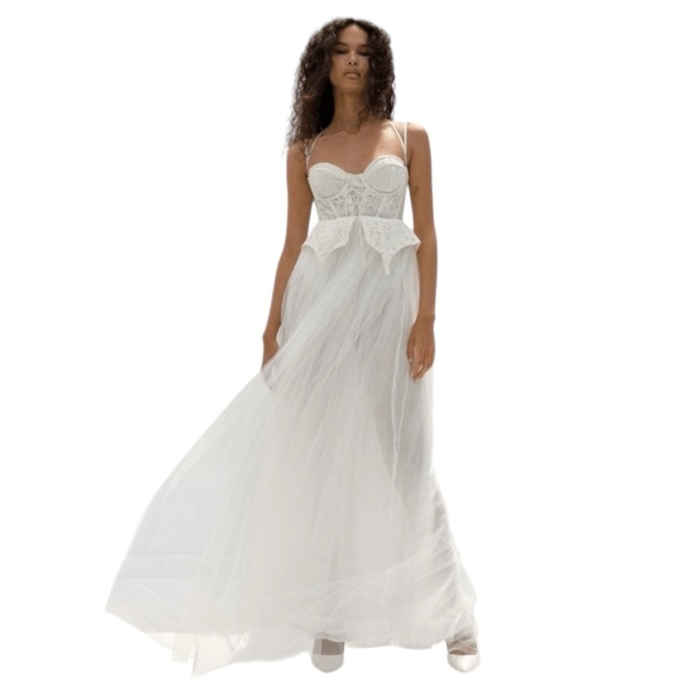 For Love & Lemons White Lily Bodysuit Bridal Gown Womens M